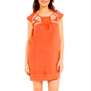 Roberta Roller Rabbit Linen Dress with White Embroidery size XS